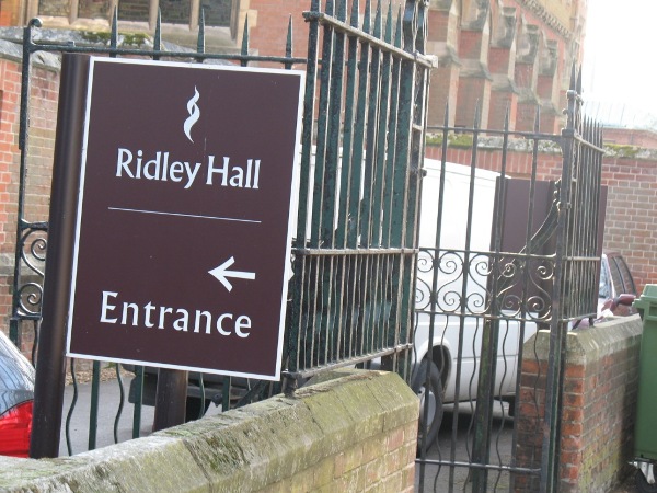Ridley Hall entrance signboard